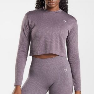 Gymshark Purple Adapt Animal Seamless Cropped Long Sleeve Top